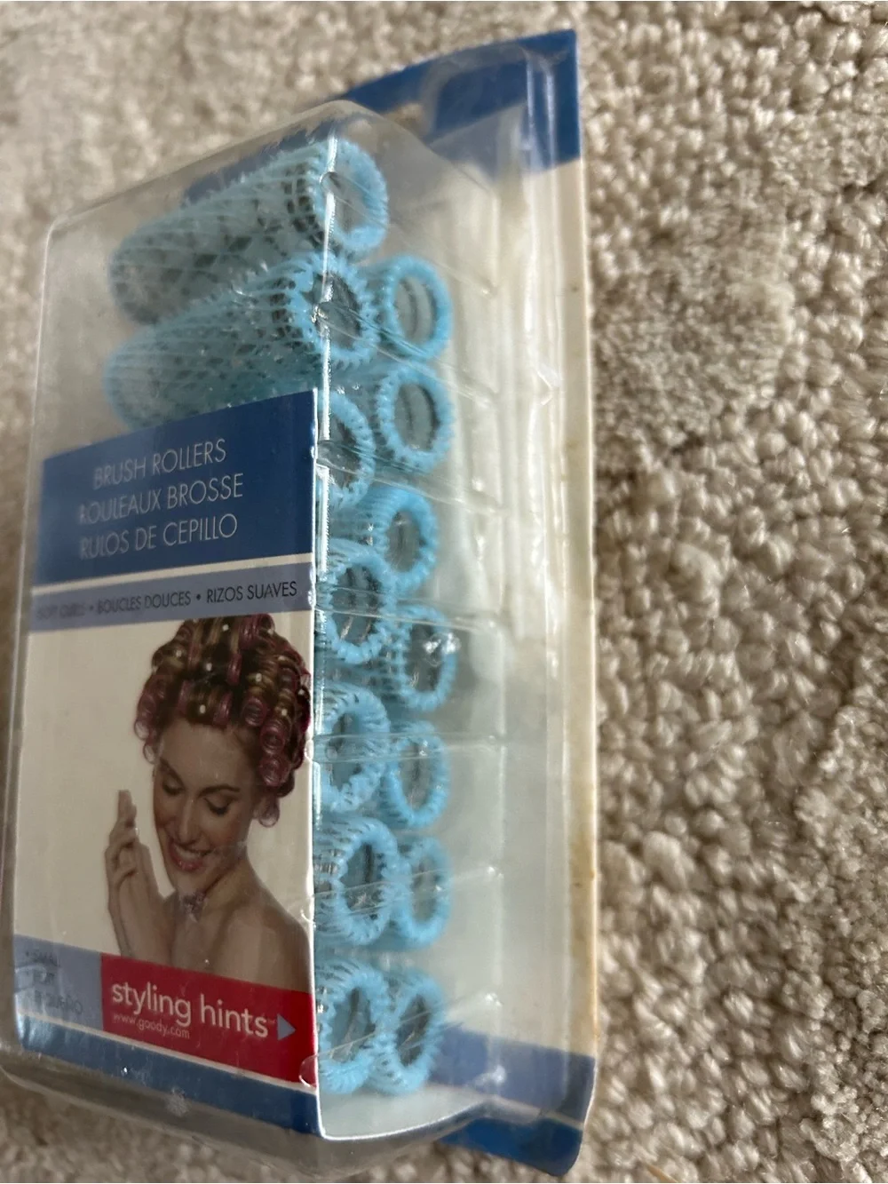 Vintage Goody Brush Rollers Full Soft Curls SMALL New with Pins Blue